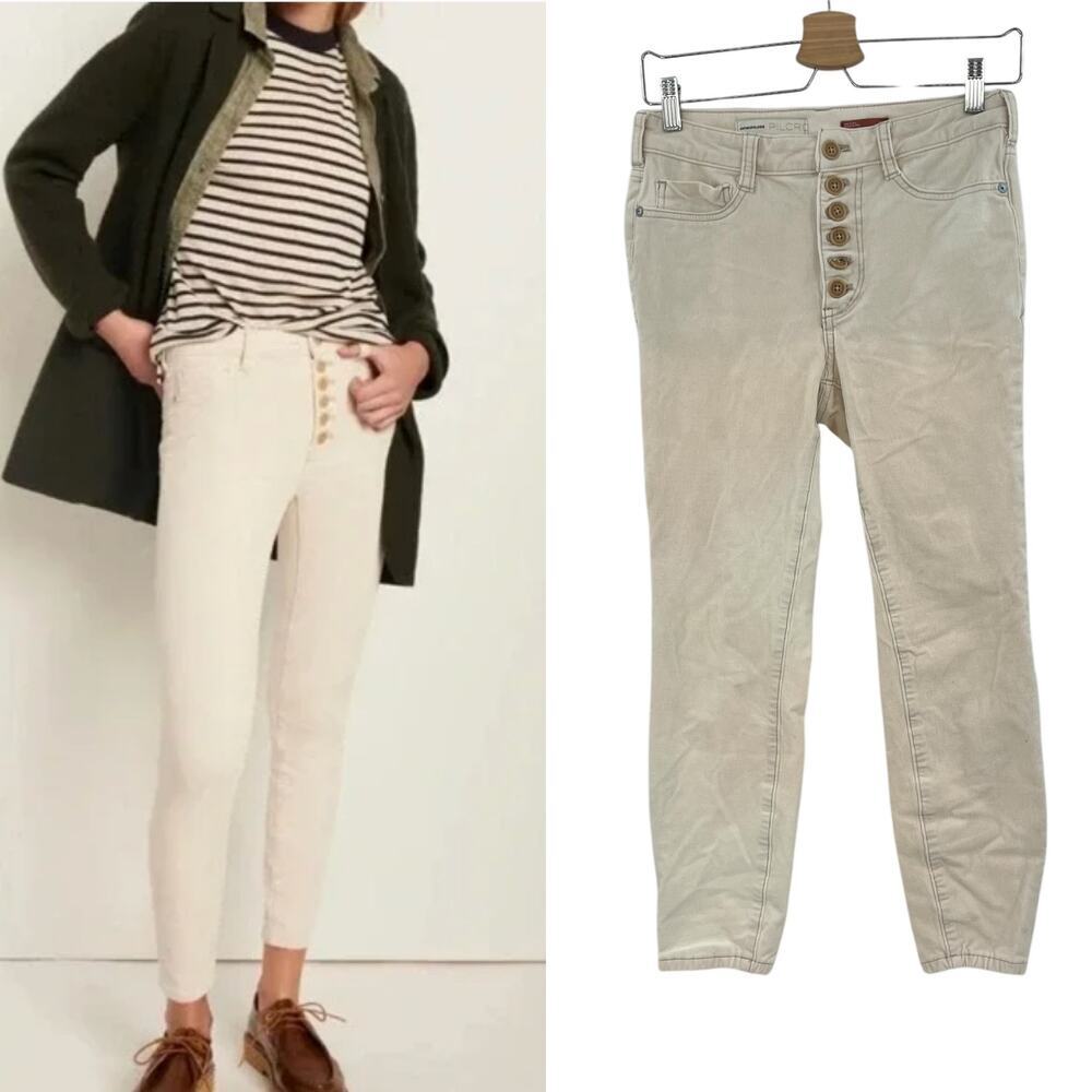Anthropologie Pilcro High-Rise Skinny Corduroy Pants Creme Ivory Size 28